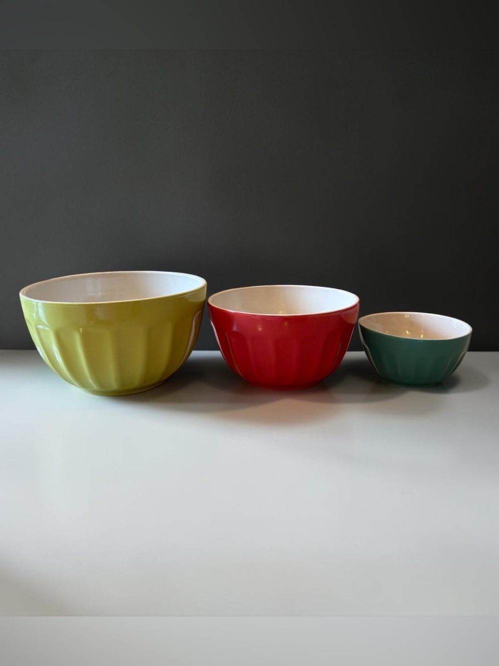 Mayfair & Jackson Nesting Mixing Bowl Set, Colorful Ceramic Bowls, 3-Piece